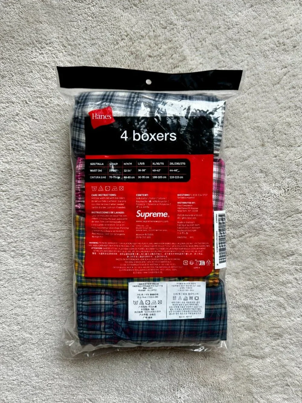 BRAND NEW Authentic SUPREME X HANES 4-Pack PLAID Woven BOXERS Size M | 32-34